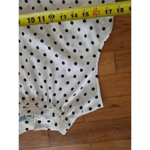 CeCe Women's Polka Dot Sleeveless Blouse White & Black Small A001176 - Picture 4 of 5